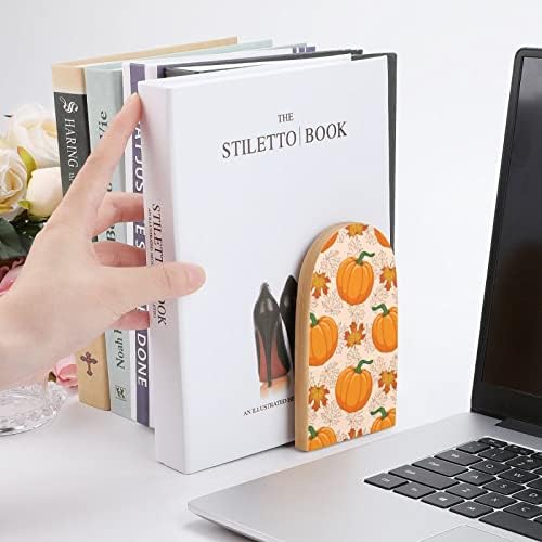 Livro termina o desenho animado Orange Pumpkin Books para prateleiras para realizar livros para livros pesados ​​não deslizam Stoppers de madeira Decorativa em casa Office
