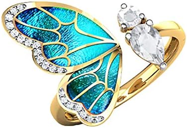 Anel delicado, mulheres prateadas toca borboleta anéis de ouro anéis de dedo aberto encantos de anéis ajustáveis