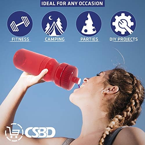 CSBD Clear 24 oz Sports Water Gar garrafas, 10 pacote, em branco para marcas personalizadas, sem plástico de grau de alimento BPA para fitness, caminhadas, ciclismo ou exercícios de academia, feitos nos EUA