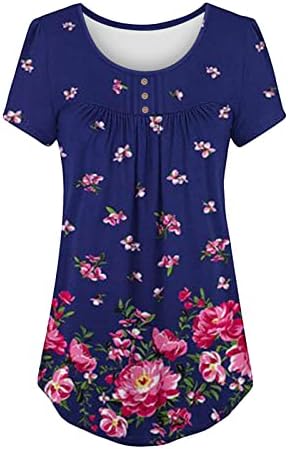 Mrgiinri Womens Summer Fashion Tunic Tops 2023 Camisetas de manga curta casual Casual t Bloups Boho Floral Bloups para