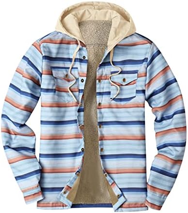 Jaqueta para homens, macus de camisa quente e grossa jaquetas de outono e inverno sherpa camisetas ladeadas