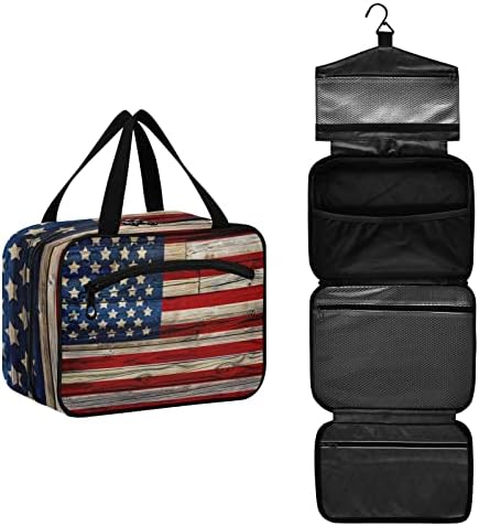 Vnurnrn Old Painted American Bandle American Bolsa de viagem de madeira escura para homens pendurando bolsa de maquiagem