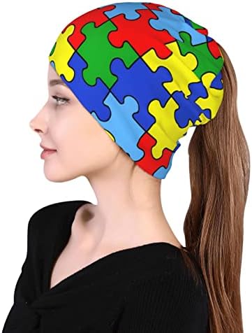 Chapéu de autismo, chapéu de gorro de malha com chapéu de conscientização do autismo para homens mulheres