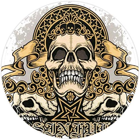 HEOEH Brasão gótico com padrão vintage do grunge do crânio, capacho não deslizante de 15,7 de tapete redondo tapetes tapetes