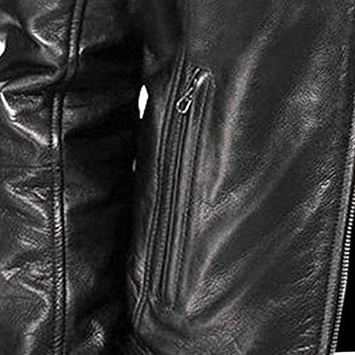 Jaqueta de couro falsa de couro de homens da jaqueta de motocicletas vintage de roupas de moto de suporte retro colar de couro