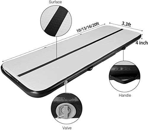 Air Troping Track Ginástica tapete inflável de 10 pés 13 pés 16 pés 20 pés Tumble tapetes de espessura de 4 polegadas Ginástica