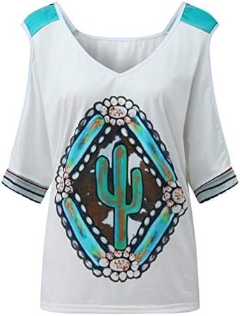 Uikmnh mulheres Argyle Top Cold ombro camisetas de verão camisetas de meia manga