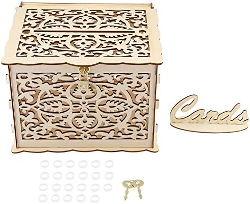 Caixa de casamento Jacksking, fácil de instalar, caixa de presente de casamento com fechadura, madeira delicada durável para colocar um cartão para colocar um presente