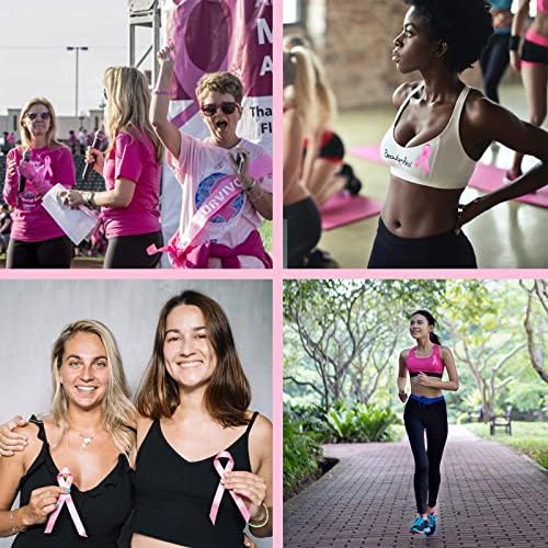 Halatool 100 PCs Consciência do câncer de mama Ribbon Pin Pin Gifts para Mulheres Girls Charity Charity Public & Social Event