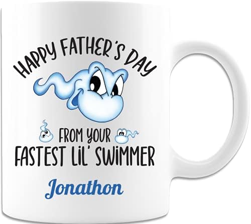 Dia dos Pais Felizes Personalizados do seu mais rápido lil nadador de chá branco caneca de chá, presente engraçado para o