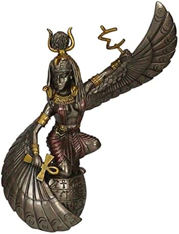 Ebros Gift egípcio deusa da maternidade e magia Isis ra com asas abertas segurando ankh e armas de 9 h deuses decorativos do Egito estátua colecionável