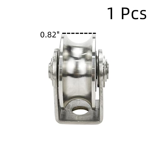 WDONAY 1 PCS Rolução de aço inoxidável Polia em forma de U Polia fixa para tração de corda 48mm/1,89 -Silver