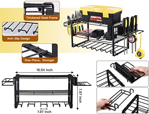 Organizador da ferramenta elétrica do BTideas, suporte de parede do suporte para perfuração, organizador e armazenamento de ferramentas de garagem para serviço pesado, montagem de parede do Organizador da Ferramenta de Power de Serviço para Ferramentas, Oficina, Garagem