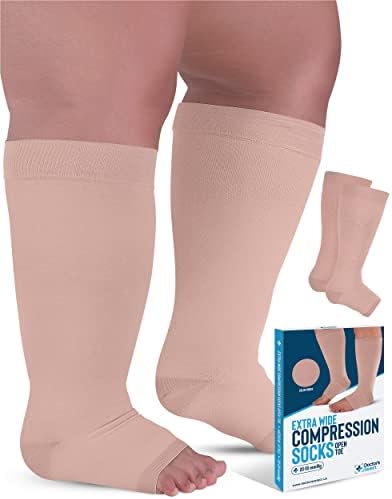 Doctor's Select Toless Plus Size Meias de compressão de largura - até 6xl | 20-30 meias de compressão MMHG para mulheres