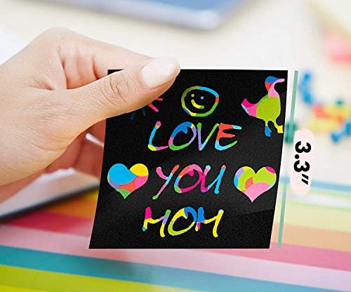 Onwon 100 lençóis arranhões arte Rainbow Magic Notes Paper 4 Tipos de padrões como fundo com caneta de madeira Artes e artesanato, diversão criativa, ideia de presente exclusivo para crianças