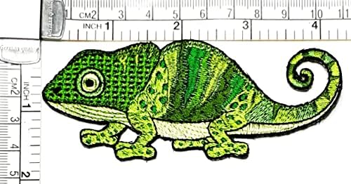 Kleenplus 3pcs. Green Iguana Patch Chameleon Lizard Gekko Iguana Hippie Cartoon Aplique Applique Craft Roupas artesanais