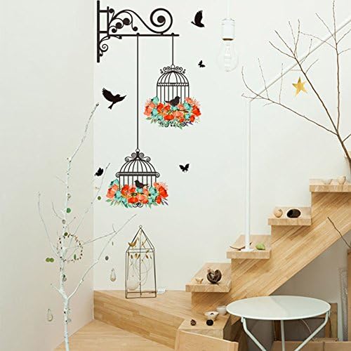 Poorminer Bird vasks Flores Birdas voadoras adesivas de parede, decalques de parede de vinil para crianças quarto quarto quarto quarto decoração de parede de quarto, decalque de decalque artístico decoração de lobby infantil mural