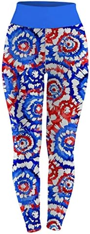 Aldeias de cintura alta para mulheres em 4 de julho Não Seja através da barriga atlética Control USA Flag Workout Pants