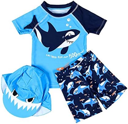 Conjunto de roupas de banho meninos Crianças Cartoon de bebê +shorts +chapéu de casta maipa criança meninas roupas de banho de banho de banho de banho