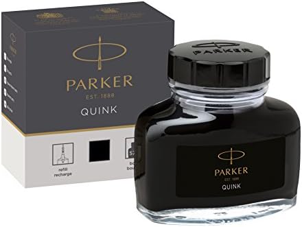 Caneta -tinteiro do centenário de parker duofold, prestígio blue chevron, ponta de ouro em ouro fino, tinta preta e conversor e 1950375 garrafa de tinta abrasma, preto, 57 ml