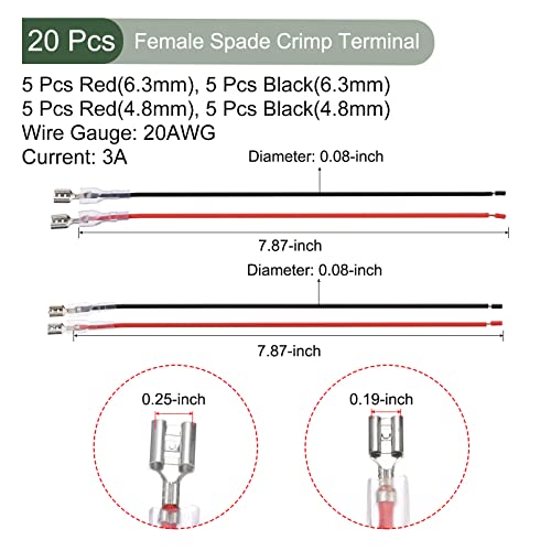 Yokive 20 PCS Terminal de crimpagem feminina, conector de fio doméstico com manga isolante conectar cabo ótimo para cozinha,
