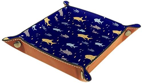 Bandeja de joalheria de prato quadrado de letra de couro mapotofux garotas, peixe azul para o dia do dia das mães do dia do dia