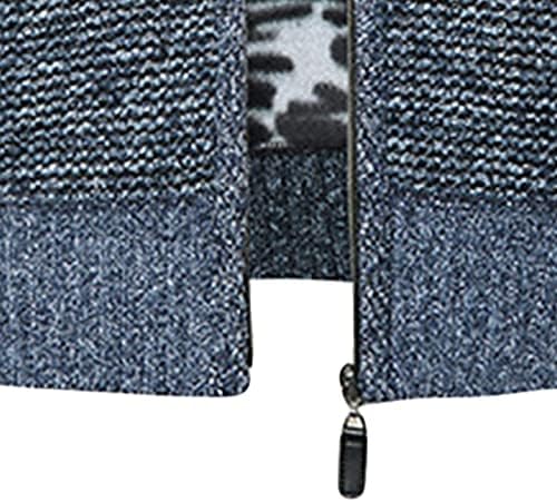 Maiyifu-gj Men com zíper completo de malha casual cardigan slim color block bloqueio de lã de suéteres linhados stand colar inverno acolhedor grosso e grosso suéter