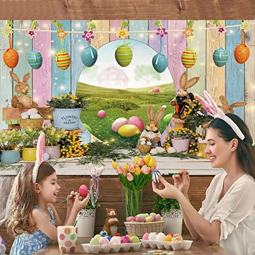 Feliz Photo Caso -pano de cenário de ovos coloridos fotografia de coelho pano de fundo Primavera Páscoa Páscoa de madeira