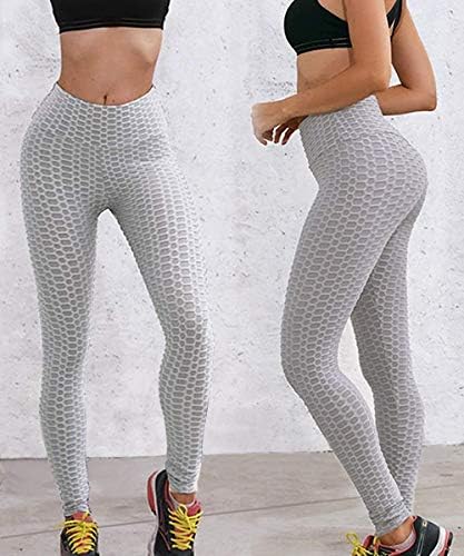 Pontas de ioga da cintura feminina Controle de barriga Rouched Lift Lift Texturizado treino elástico leggings booty