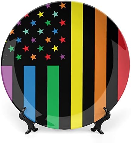 Rainbow American Flag LGBT Placas de cerâmica redonda de placas redondas de placa redonda orgulho gay de china com estandimento