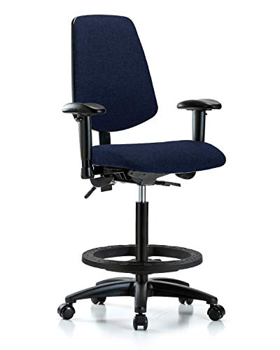 Labtech Seating LT41778 Tecido Alta Cadeira de Cadeira Média Base de Nylon, inclinação, braços, anel de pé preto, rodízios, preto