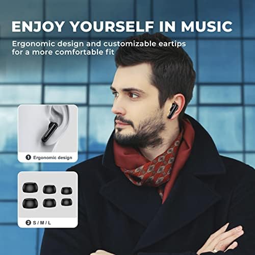 Aninuale sem fio fones de ouvido Bluetooth 5.3 fones de ouvido 60H EARENHONES EARROS COM LED POWER DISPLAY CARREGEM Microfone IPX7