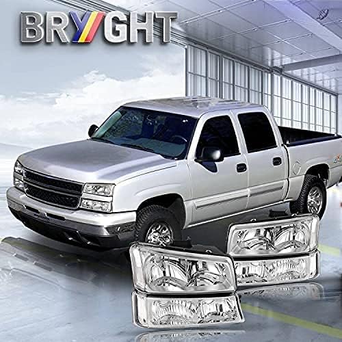 Montagem do farol Bryght com luzes de pára-choques 4pcs compatíveis com 2003-2006 Chevy Avalanche 1500 2500 / 2003-2006