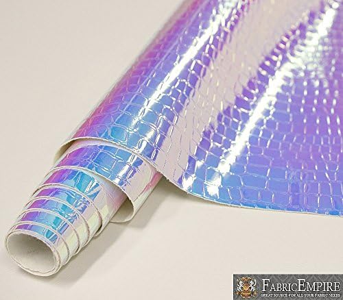 Império de tecido estofamento de vinil em relevo, tecido holográfico de crocodilo brilhante azul claro 54 de largura vendido