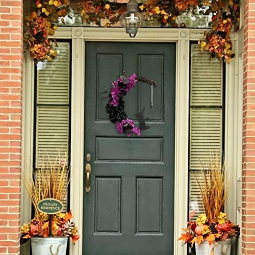 Grinaldas de halloween para a porta da frente da porta de gato com rosa, grinalda de halloween preto Garland para a porta da frente decoração de parede de parede