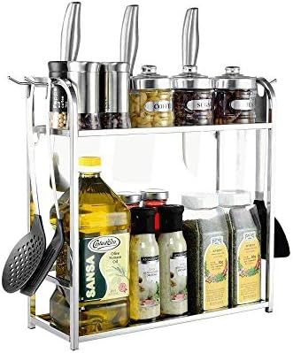 Whlmyh Modern Stainless Aceled Kitchen Shelf, Spice Rack Kitchen Packet Organizer Rack de bancada de ervas Rack, para