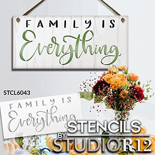 Família é tudo estêncil por Studior12 | Craft DIY Farmhouse Decor de casa | Pintar placar de madeira | Modelo Mylar reutilizável |