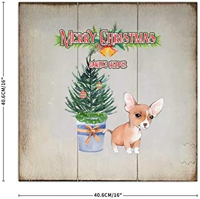 Retro Rustic Style Christmas Wood Sign Feliz Natal Papai Noel Ajuda fofa cachorro de animais de estimação Árvore de madeira