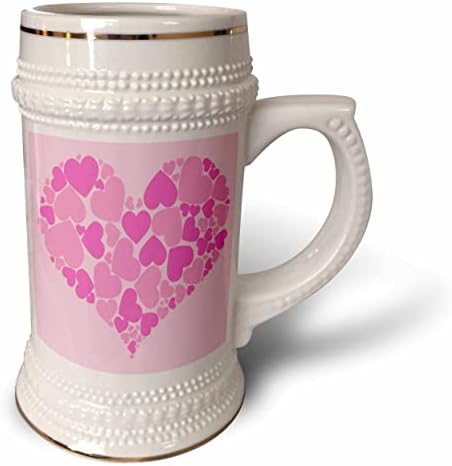 3drose um coração cheio de corações rosa femininos no fundo rosa - 22oz de caneca