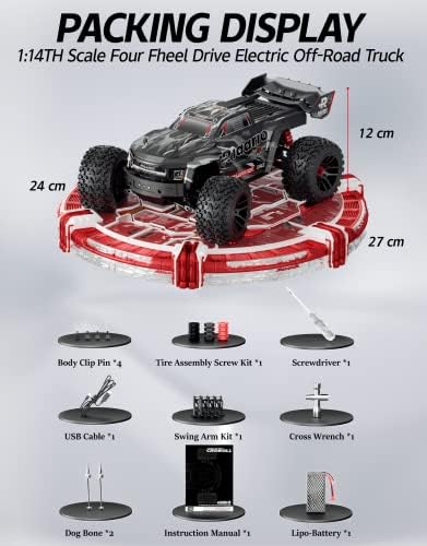 Riaario 1:14 RTR Fast RC Cars para adultos e crianças, max 31-50 mph elétrico de caminhões Off-road RC, todo o carro de controle