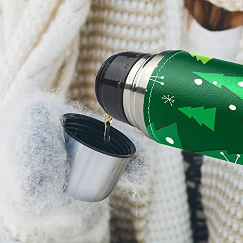 Caneca isolada a vácuo de aço inoxidável, garrafa de água térmica de impressão verde de Natal para bebidas quentes e frias