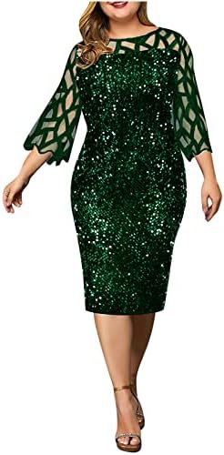 Vestidos de festa para mulheres plus size lantejão vestido de noite malha veja através de coquetel de moda Sparkle glitter