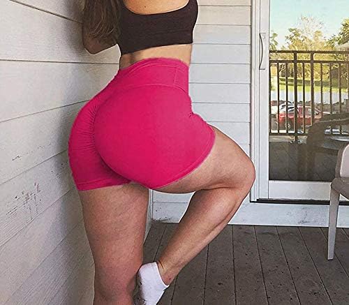 Shorts de ioga de cintura alta para mulheres ruched booty butt levantando exercícios de fitness executando shorts spandex