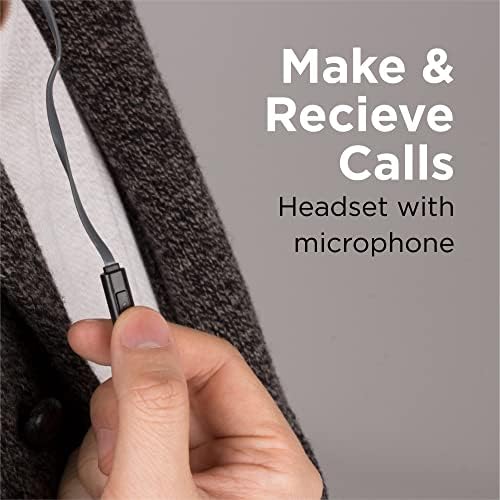 Vzon fones de ouvido com microfone, fones de ouvido com fio com áudio poderoso, ajuste confortável e fones de ouvido sem emaranhado com microfone