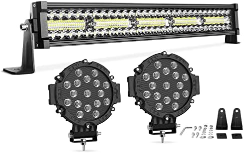 Barra de luz de luz LED DWvo 22 polegadas 450W Barra de luz LED de feixe de combo e 2pcs 7 51w RODO DE LUZ DE LUZ DE LUZ DE ROADOS IP68 LEVA LED à prova d'água para SUV, ATV, SUV, caminhão, off-roader
