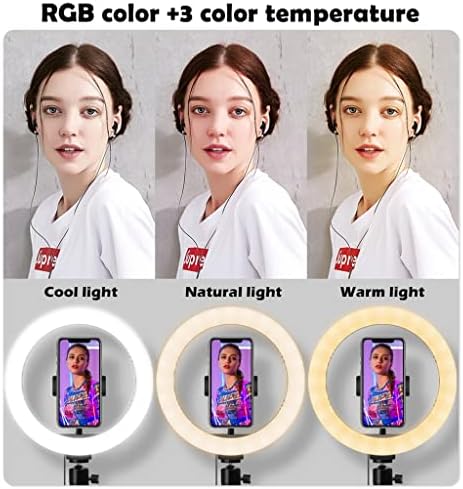 Anel de selfie Luz com Tripé de Desktop/Remoto Bluetooth, 47 RGB Color Modos Tiktok Luz, Luzes de Círculo de Fotografia para Tiktok YouTube Maquiagem