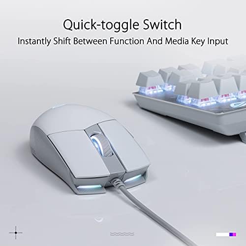 Asus Rog Strix Impact II Moonlight White Gaming Mouse | Design ambidestro e leve, sensor óptico de 6200 dpi, interruptores de swappable