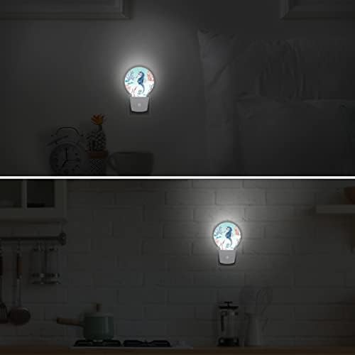 Uoyo Sea Horse Ocean Night Light Plug para a parede aquarela da vida marinha LED Nightlights Auto Smart Dusk to Dawn Sensor Lamp