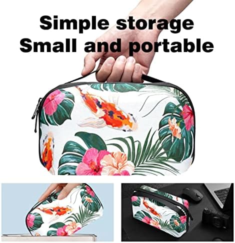 Bolsa de maquiagem bolsa de bolsa de bolsa cosmética com zíper e garotas peixes floris floris floral