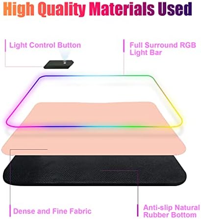 RGB PRODO DE MOUSE DE GAMES GRANDES RGB, almofada de mouse estendida com 14 modos de iluminação, pano de micro-tecelagem superior,
